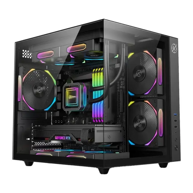 Gabinete Gamer Kalkan Midgard, Mid Tower, Micro-ATX, Lateral em Vidro Temperado, Sem FANs, Preto - KLK00039