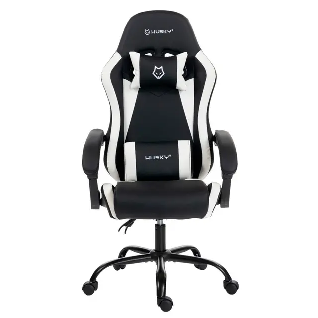 Cadeira Gamer Husky Storm 100, Até 120kg, Almofadas, Reclinável 135º, PU, Preta E Branca - HCG100PTBR